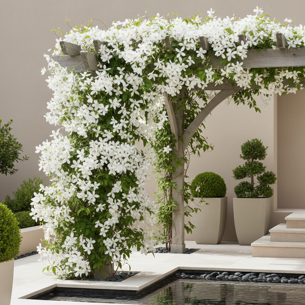 Clematis montana 'Grandiflora' – White Mountain Clematis