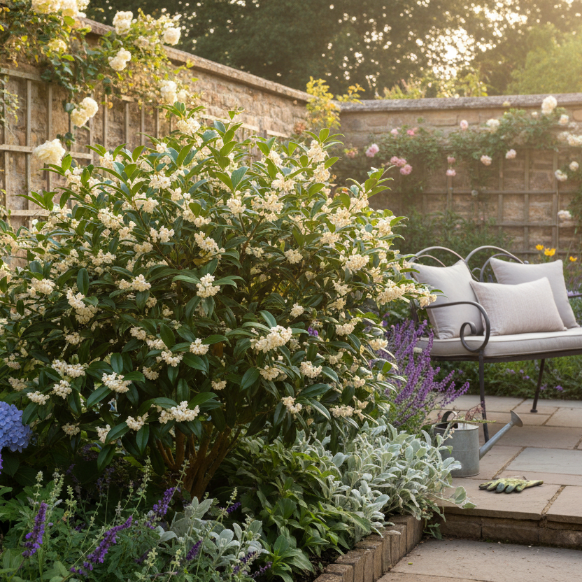 Osmanthus fragrans in UK Garden Setting