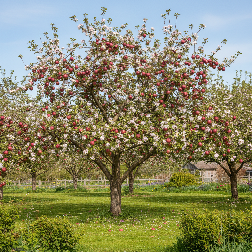 Braeburn apple tree full view