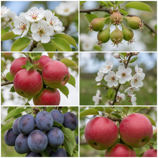 Pear Victoria Plum Red Apple Collage