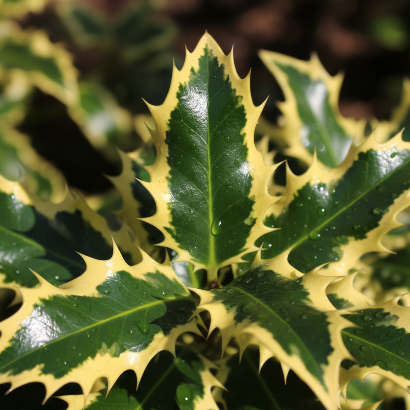 Variegated Holly Leaf Detail