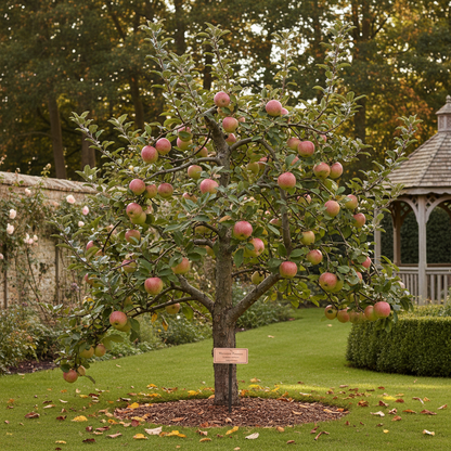 Worcester Pearmain apple tree in garden setting